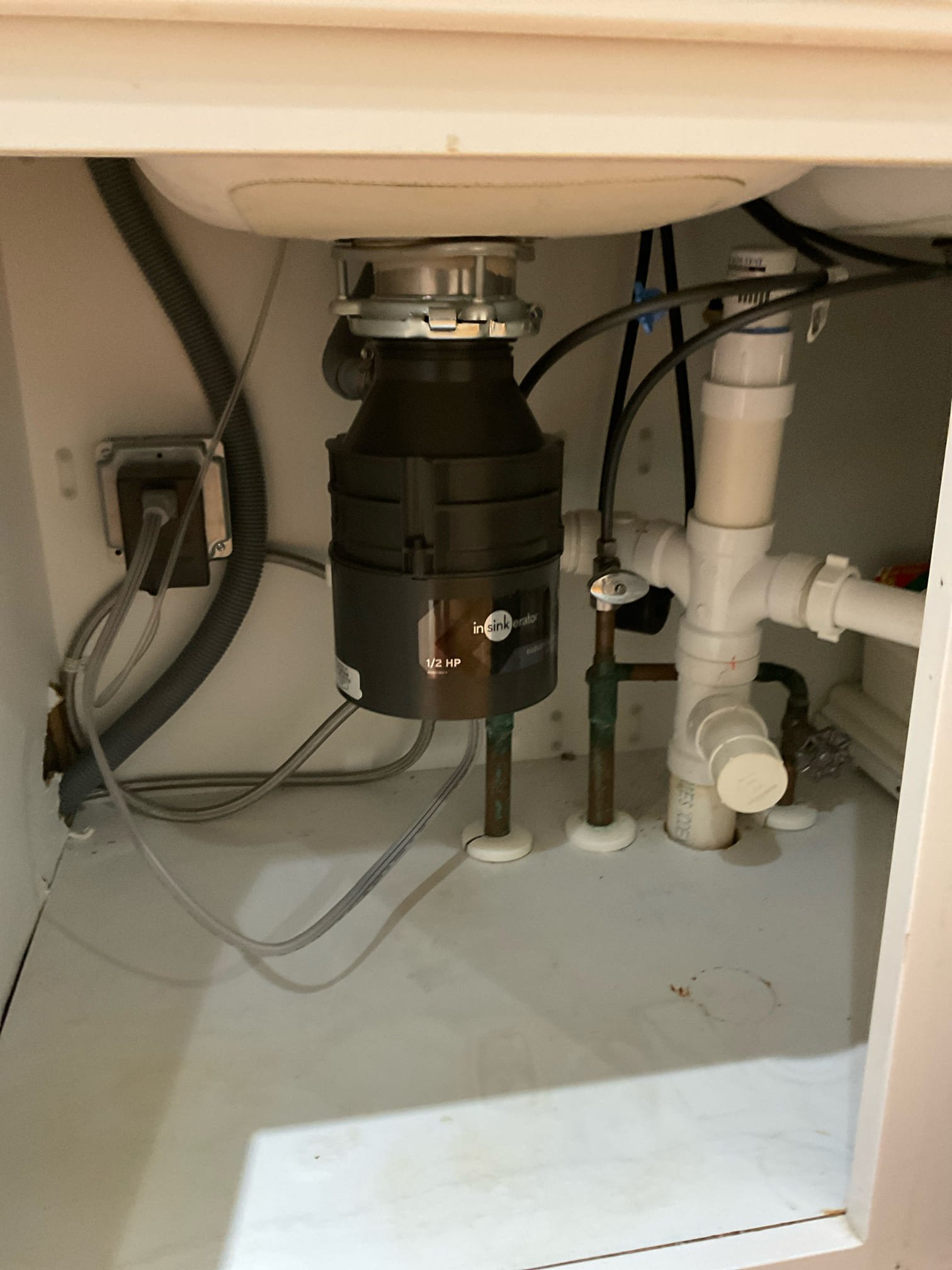 Customer stated that there was a leak of the kitchen sink. Found that disposal was leaking from bottom and had to be replaced. Went ahead and removed the existing garbage disposal and furnish and installed new one. Also connected dishwasher drain to disposal and capped off existing drain. Tested all work and no leaks were present at this time. Cleaned up work area.

Also found that water heaters from 2014 and recommended to have it replaced will send estimate to do so

Chen membership is $19.95 a month
