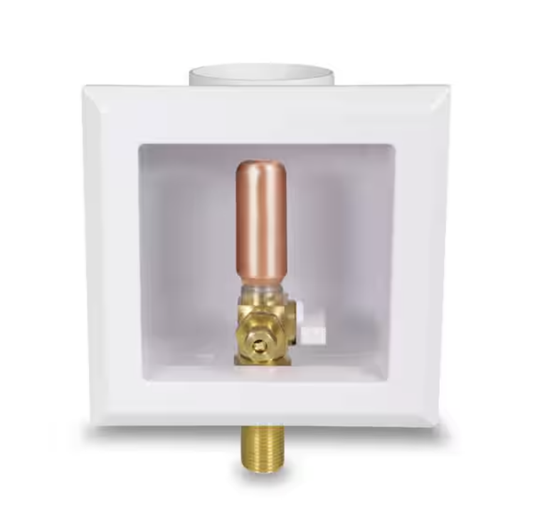 Returned to install ice maker box and new supply stop. After completing work checked all areas for leaks and proper operation. No leaks and everything done today is operating correctly.