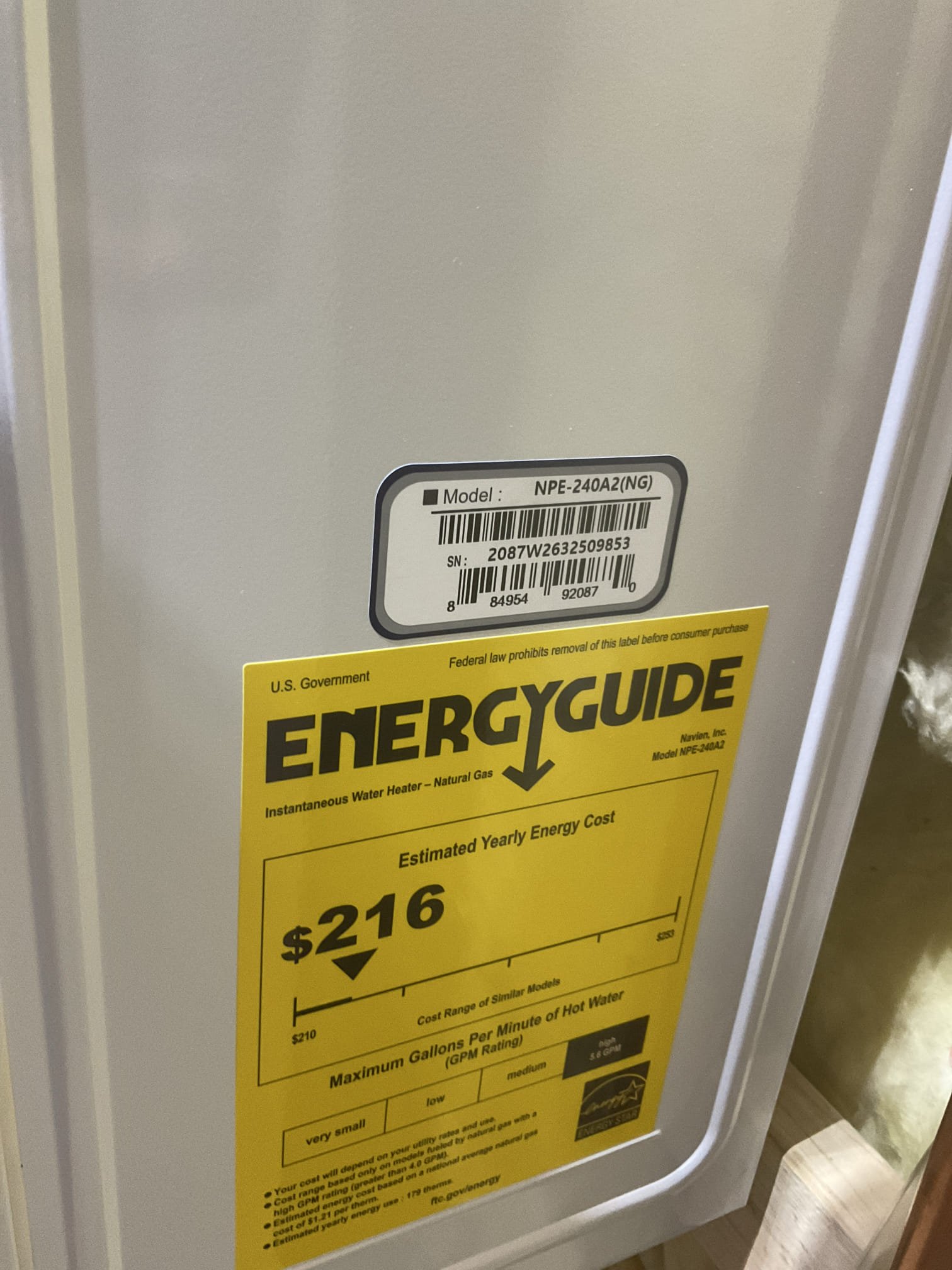 Fixed Problem with tank water heater are not getting hot temperature water , Today we replaced a power vent gas water heater with a navien NPE 240 A2 tankless water heater . 