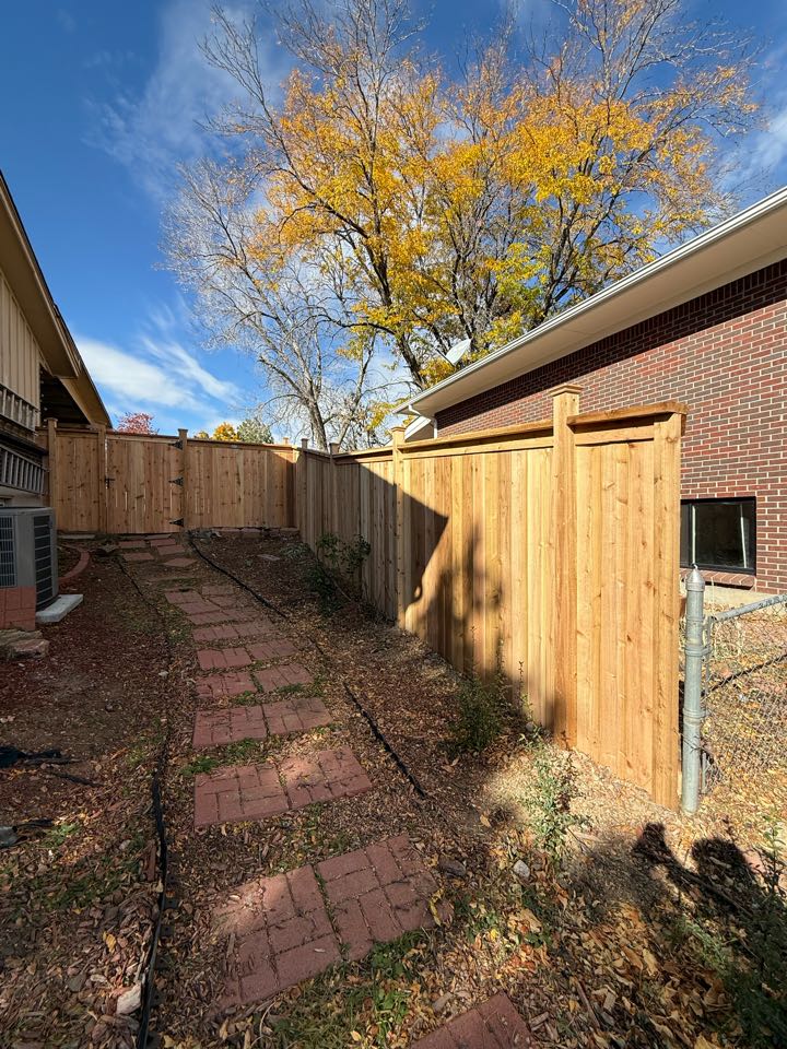 The Top Rail team just completed another gorgeous 6 foot high cedar privacy fence in Lakewood Colorado. The customer was looking for an elevated look so our design specialist was able to offer extended post with post caps as well as cap and trim to really give it the look she was looking for.  The Top Rail team just completed another gorgeous 6 foot high cedar privacy fence in Lakewood Colorado. The customer was looking for an elevated look so our design specialist was able to offer extended post with post caps as well as cap and trim to really give it the look she was looking for.