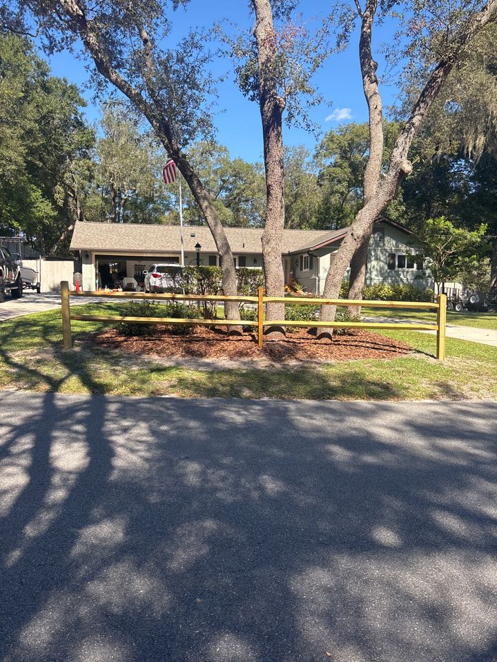 DeLand, FL - No job is too small for us. Today we tackled 22’ of split rail to enhance the curb appeal of front yard to this home in deland DeLand, FL - No job is too small for us. Today we tackled 22’ of split rail to enhance the curb appeal of front yard to this home in deland