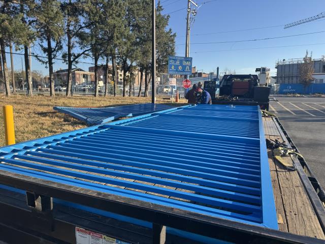 Kansas City, MO - Top Rail Fence was the only fence contractor in Kansas City that was able to fabricate an 8-foot by 20-foot aluminum gate to match the original gate that was damaged by an out-of-control bus.  