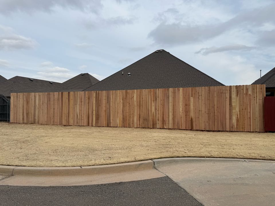 Oklahoma City, OK - Another 8’ tall Japanese cedar fence complete, providing extra privacy for the homeowner and her pups.🐶
