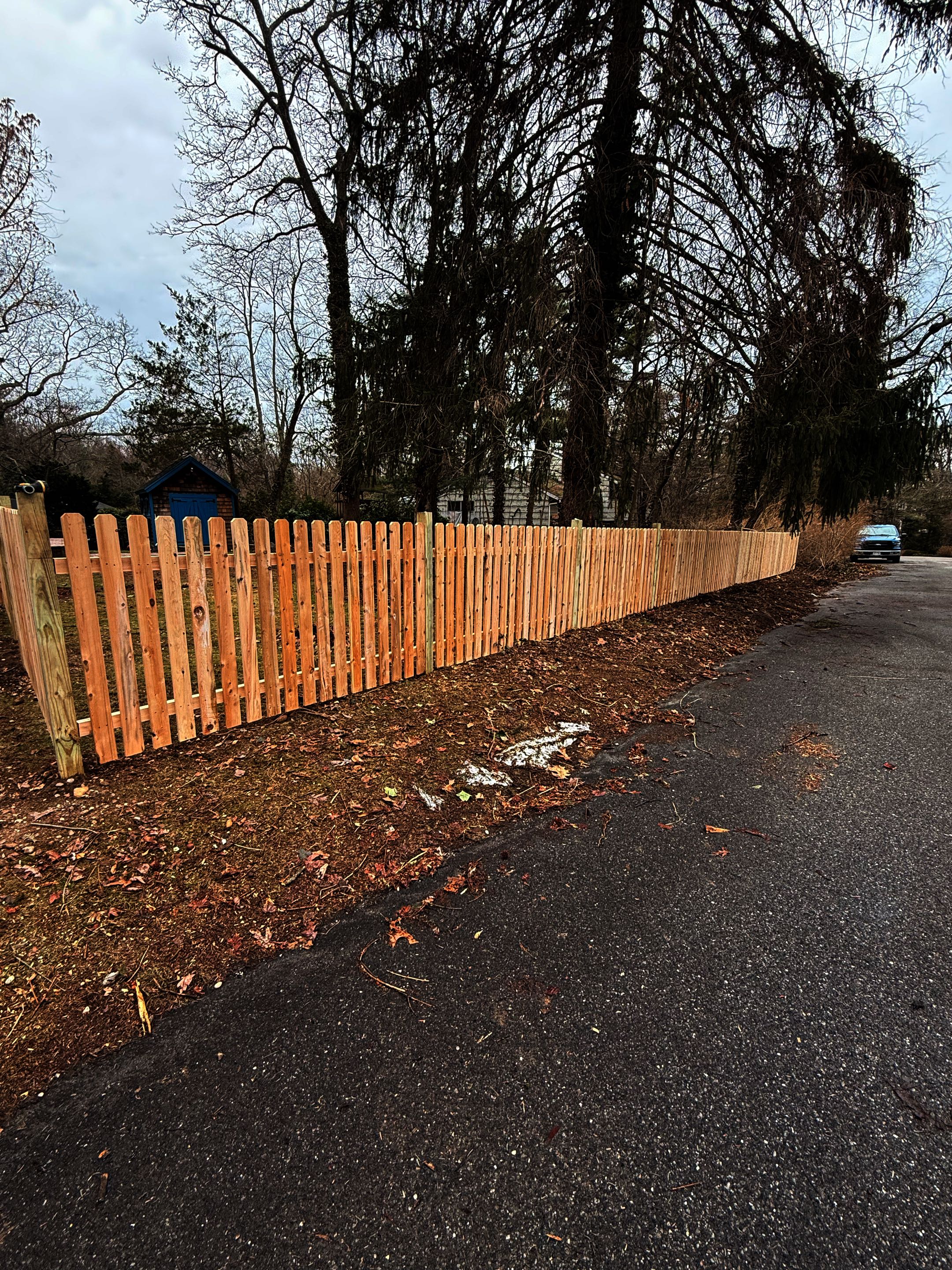 Huntington, NY - Cedar Picket Fence Installation in Huntington Bay, NY  Top Rail Fence Huntington recently installed a beautiful 4’ cedar picket fence in Huntington Bay, NY. Cedar fencing offers natural durability, classic curb appeal, and long-lasting performance. Another clean installation completed with pride by our veteran-owned fence company serving Long Island.  #TopRailFenceHuntington #HuntingtonBayNY #CedarFence #WoodFence #FenceInstallation #LongIslandFences #VeteranOwnedBusiness