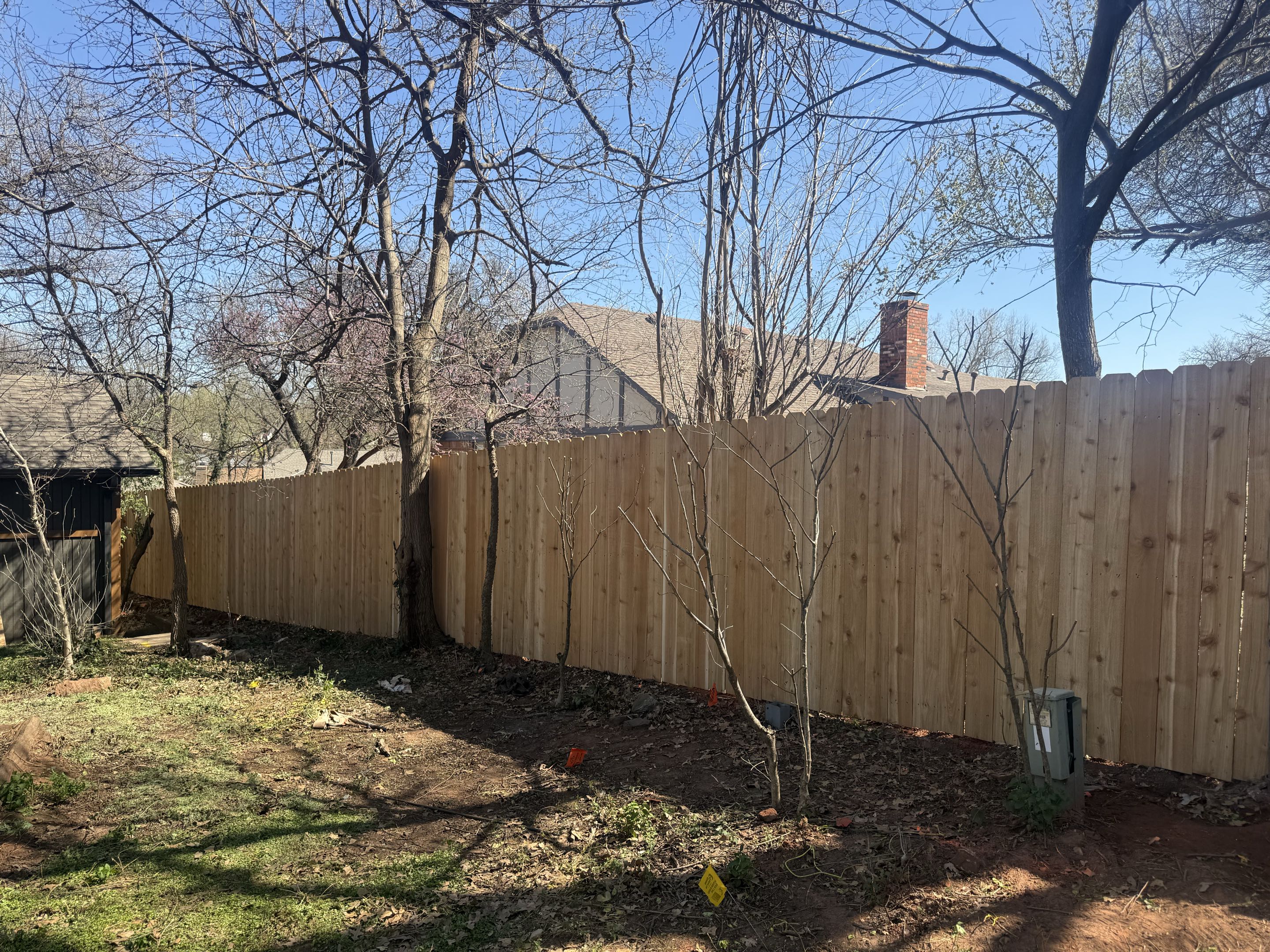 Edmond, OK - Just replaced the old rotted out fence with this beautiful 6 ft tall Western Red Cedar privacy fence giving this homeowners property longer lasting security. 