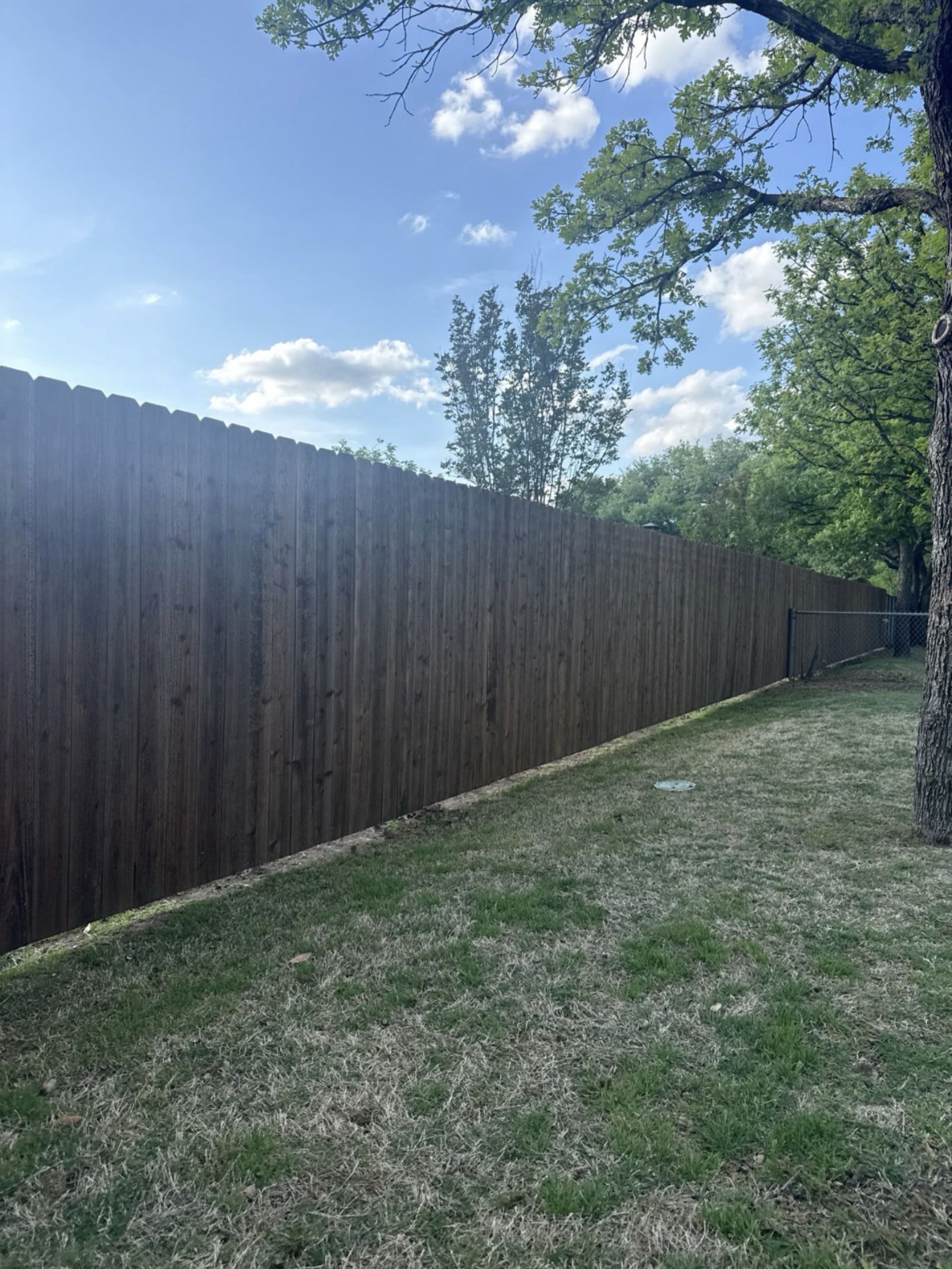 Arlington, TX - Wrapped up a 6-foot stained cedar privacy fence installation here in the DFW area — board-on-board dog-ear pattern, treated pine posts set in concrete, and a stain finish that really brings out the natural warmth of the wood. Cedar is one of our most requested materials for residential privacy fencing in North Texas because it holds up well against the heat, moisture, and seasonal shifts we get here in Dallas-Fort Worth. If you’re considering a wood privacy fence for your home, a stained cedar fence is hard to beat for both curb appeal and long-term durability.​​​​​​​​​​​​​​​​