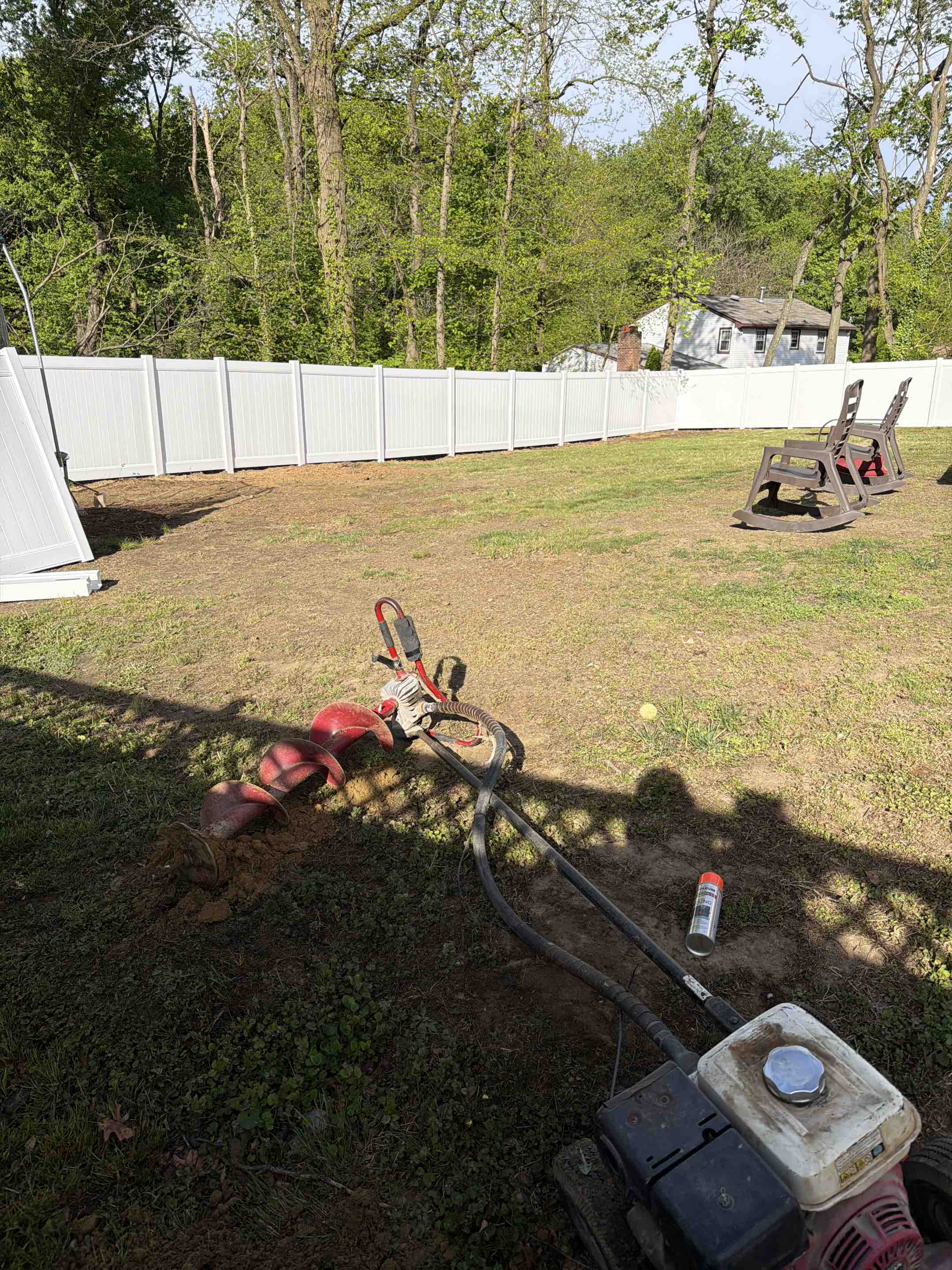 Cherry Hill Township, NJ - Day 2, giant white vinyl install with aluminum ornamental dog run.