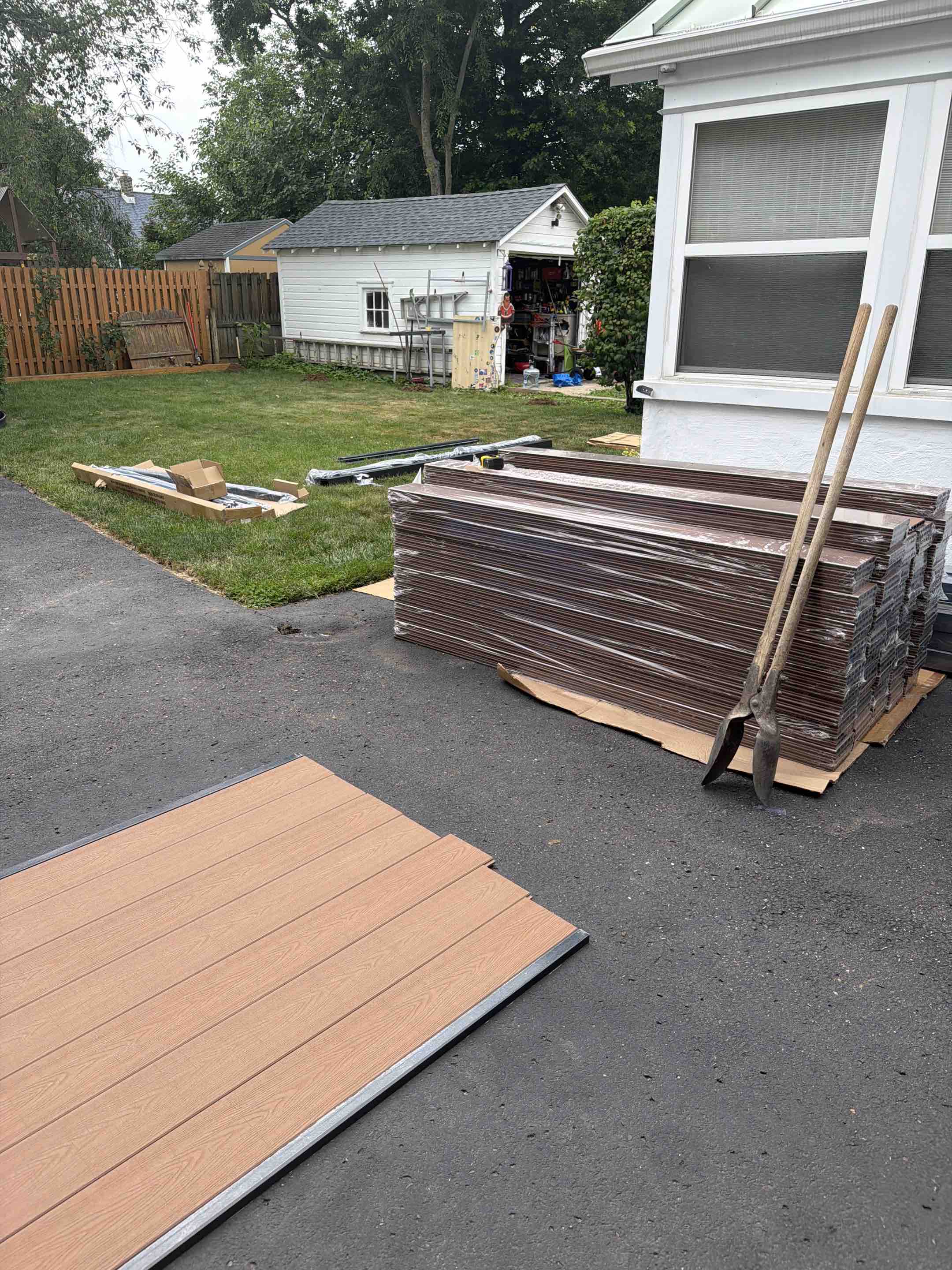 Oaklyn, NJ - Cedar colored composite fence project started today. This is top quality material. Excited for this finished job.