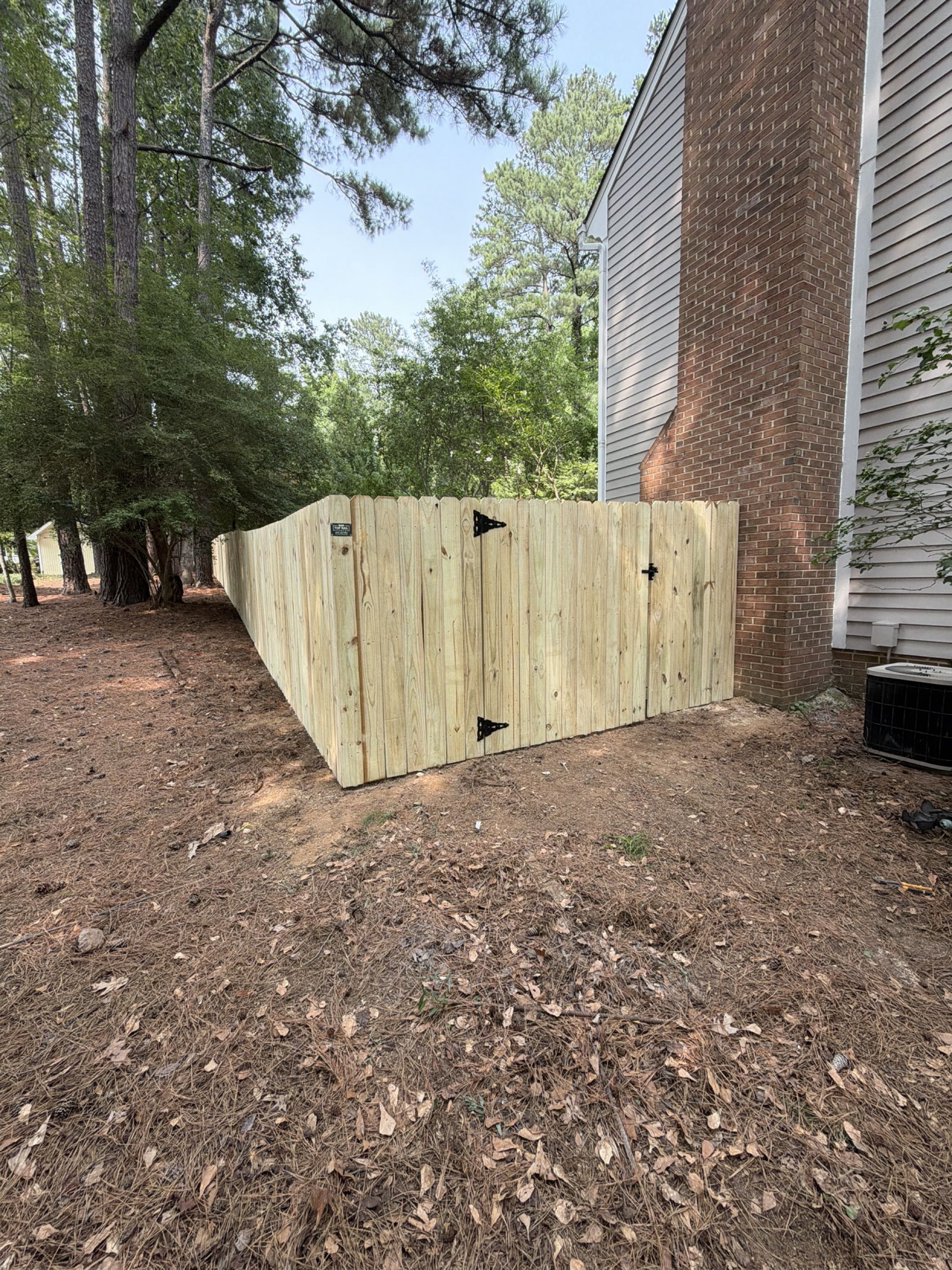 Wake Forest, NC - Need to replace your old, worn-out fence? We’ve got you covered! We specialize in expert fence tear-down, haul-away, and new installations near you. For this project, we efficiently cleared 225 linear feet of old fencing and replaced it with a beautiful, durable 6-foot-high wood privacy fence. Built for maximum privacy and security, this custom installation features two matching gates for easy, convenient backyard access. Looking for professional wood fence installation or old fence removal in your area? Contact us today for a free estimate on your next outdoor project! #TopRailFenceRDU #VeteranOwned #WomanOwned 