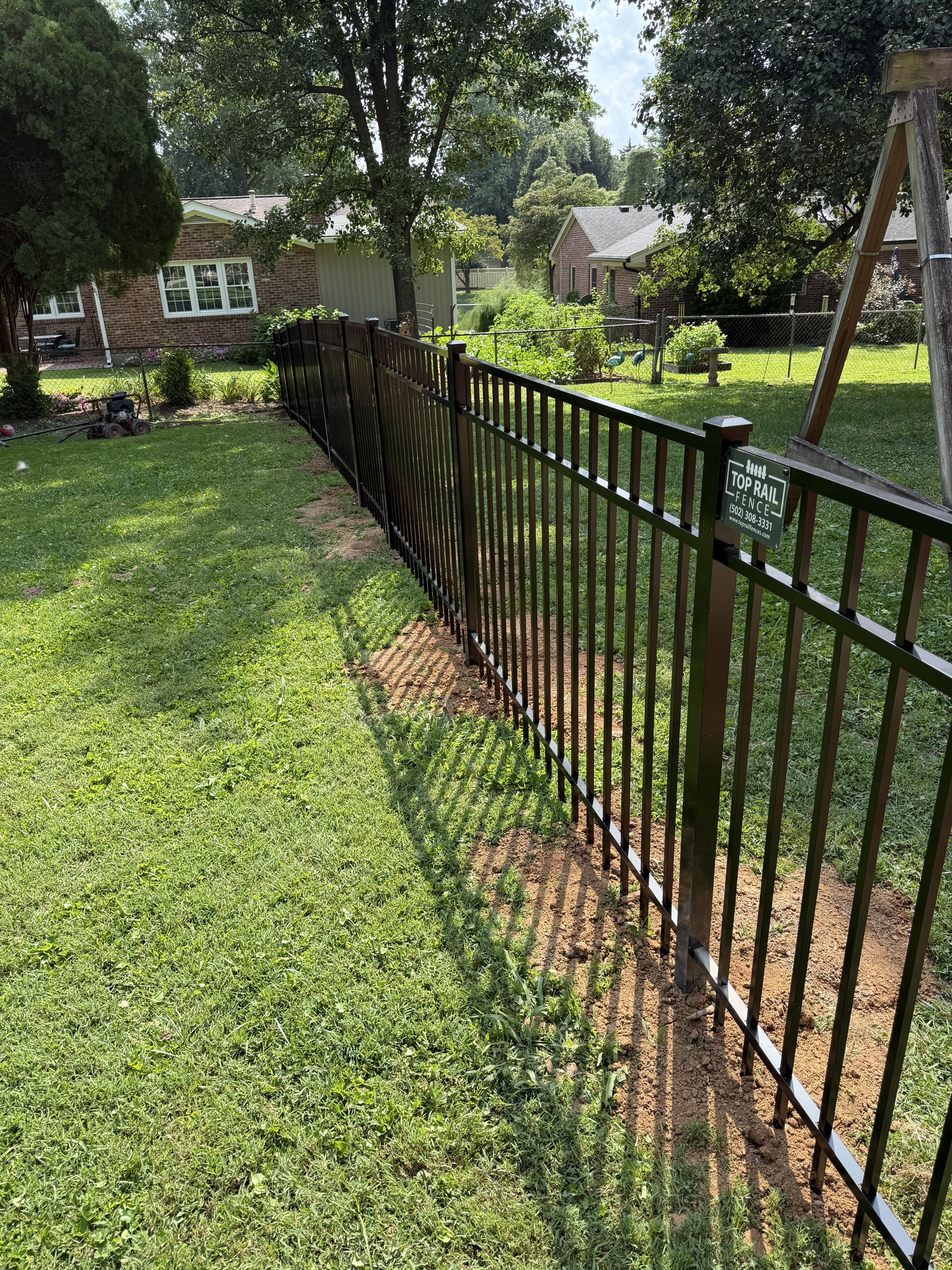 Louisville, KY - 4’ Tall Flat Top 3-Rail Black Aluminum Fence in Douglass Hills