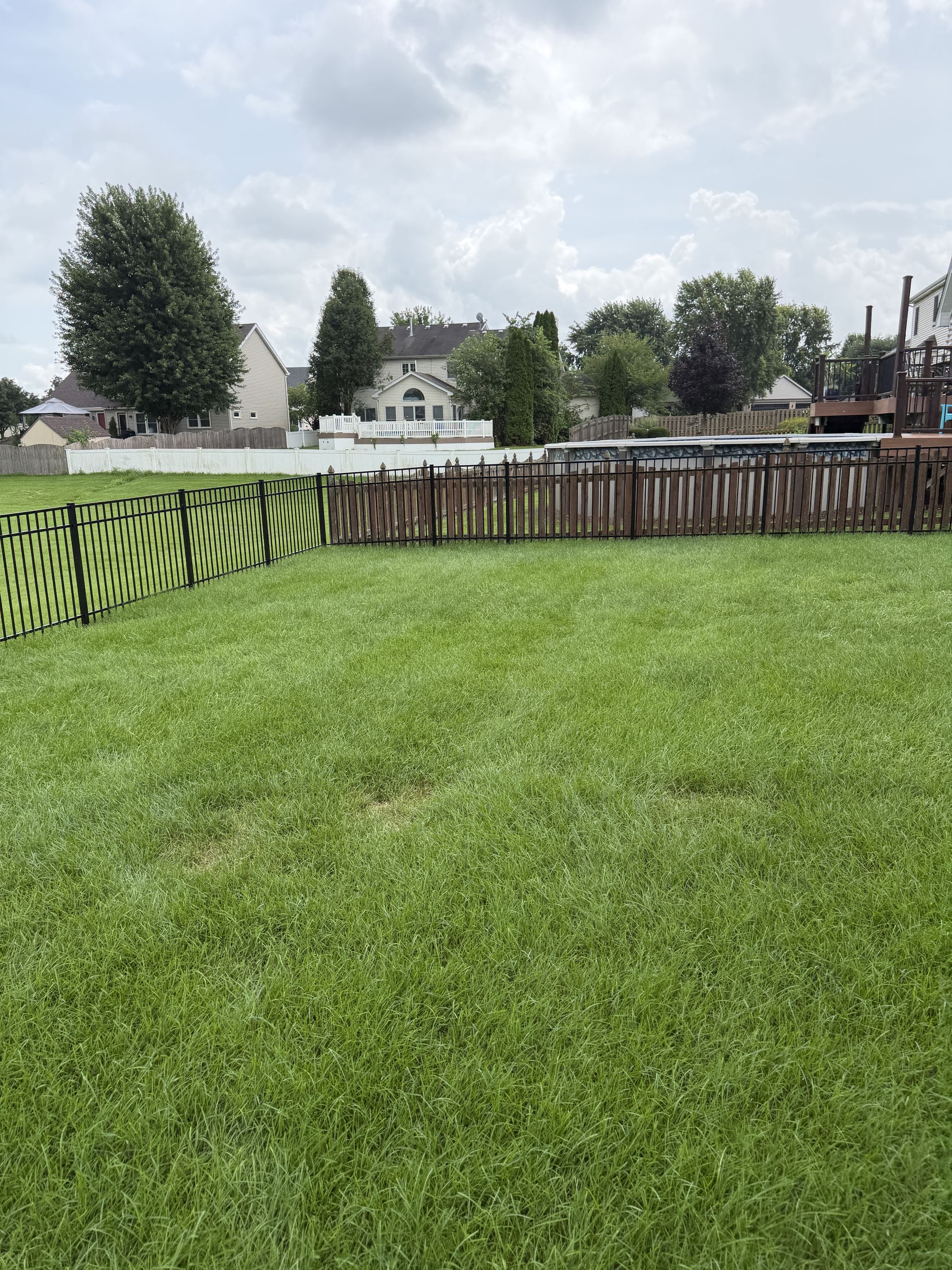 Yorkville, IL - A family requested a fence for their children's safety and privacy. They selected Top Rail Fence based on positive reviews. We installed a 4-foot black aluminum fence, ensuring it was sturdy and visually appealing. The installation process involved measuring the area, marking the ground, and securely anchoring the fence posts. Each section was carefully assembled, and the final touches included ensuring the gate functioned smoothly. The result is a reliable and attractive fence that enhances the family's outdoor space.