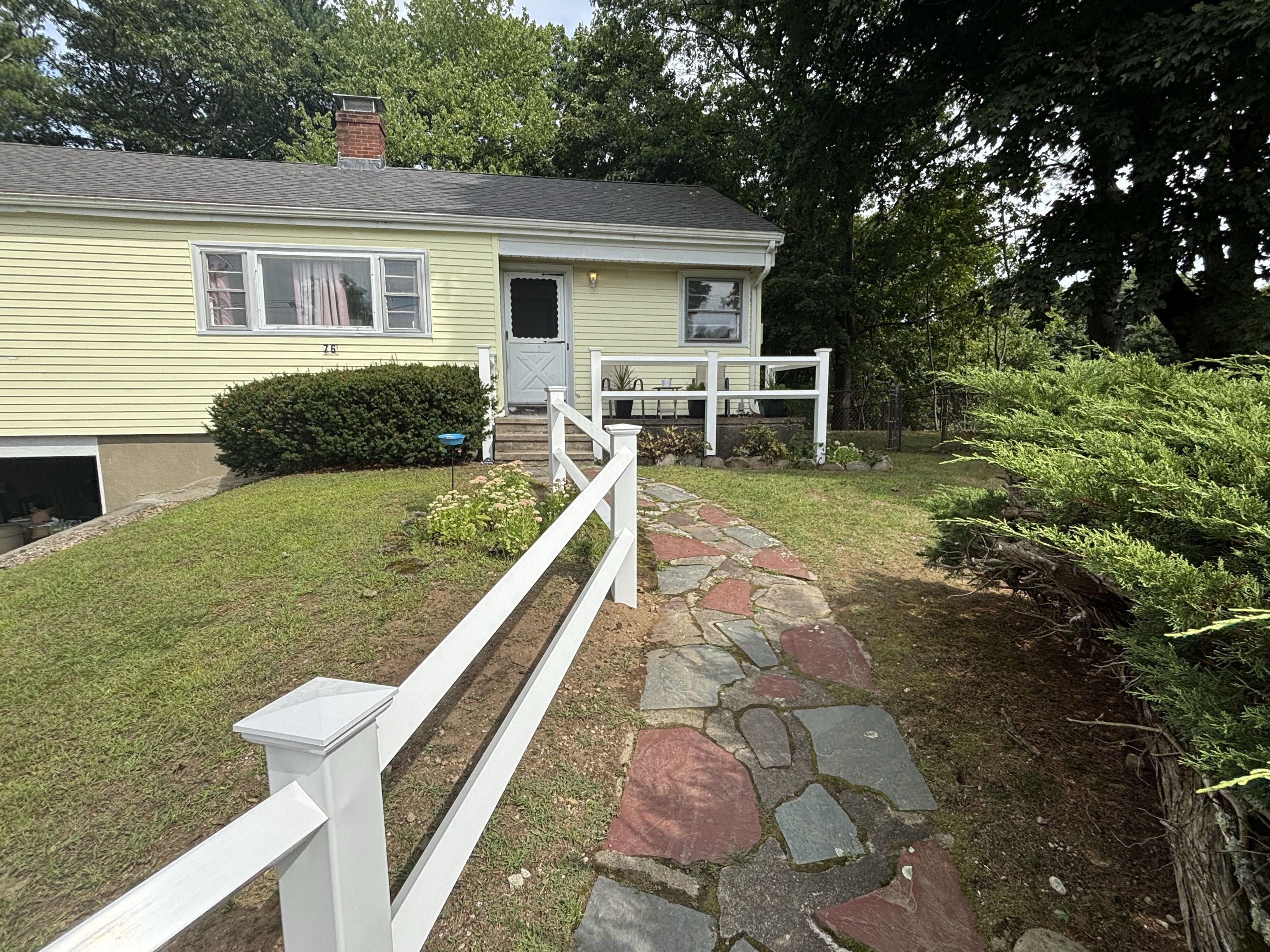 Walpole, MA - 2 Rail Diamond Rail fence finished product. 