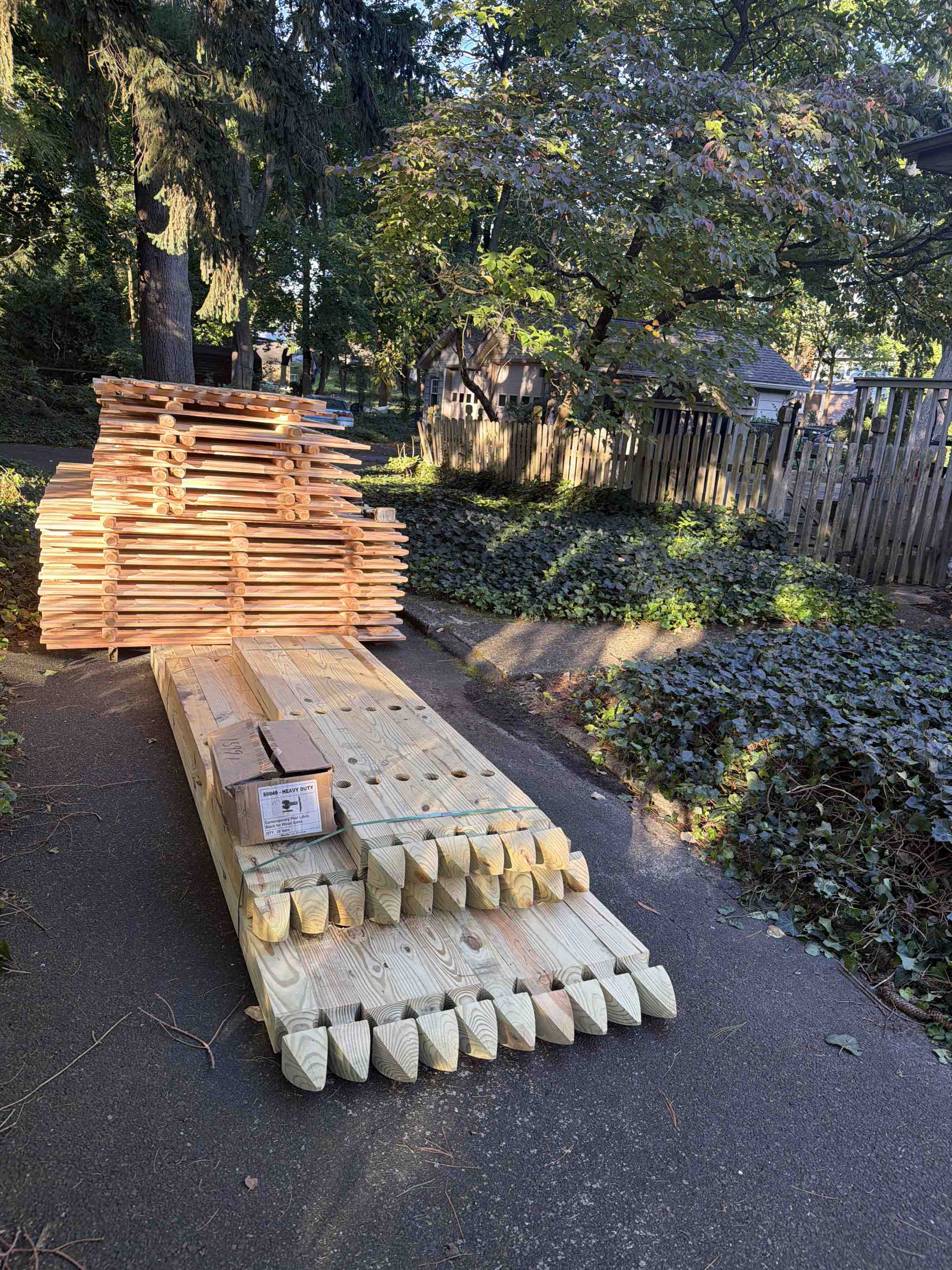Pitman, NJ - Mixed cedar fence installation getting started today.