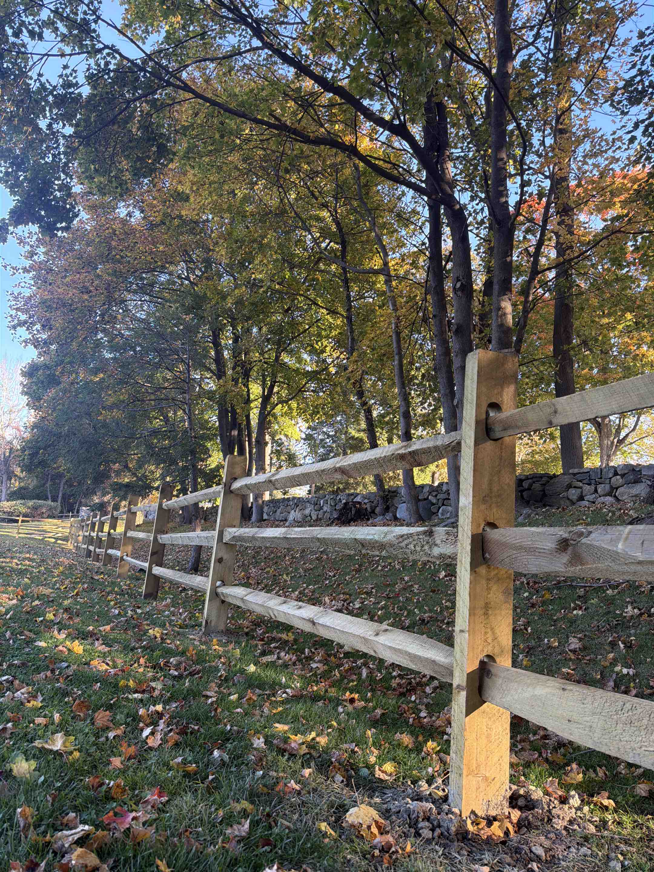 Ridgefield, CT - 3 rail split rail to beautify the yard 