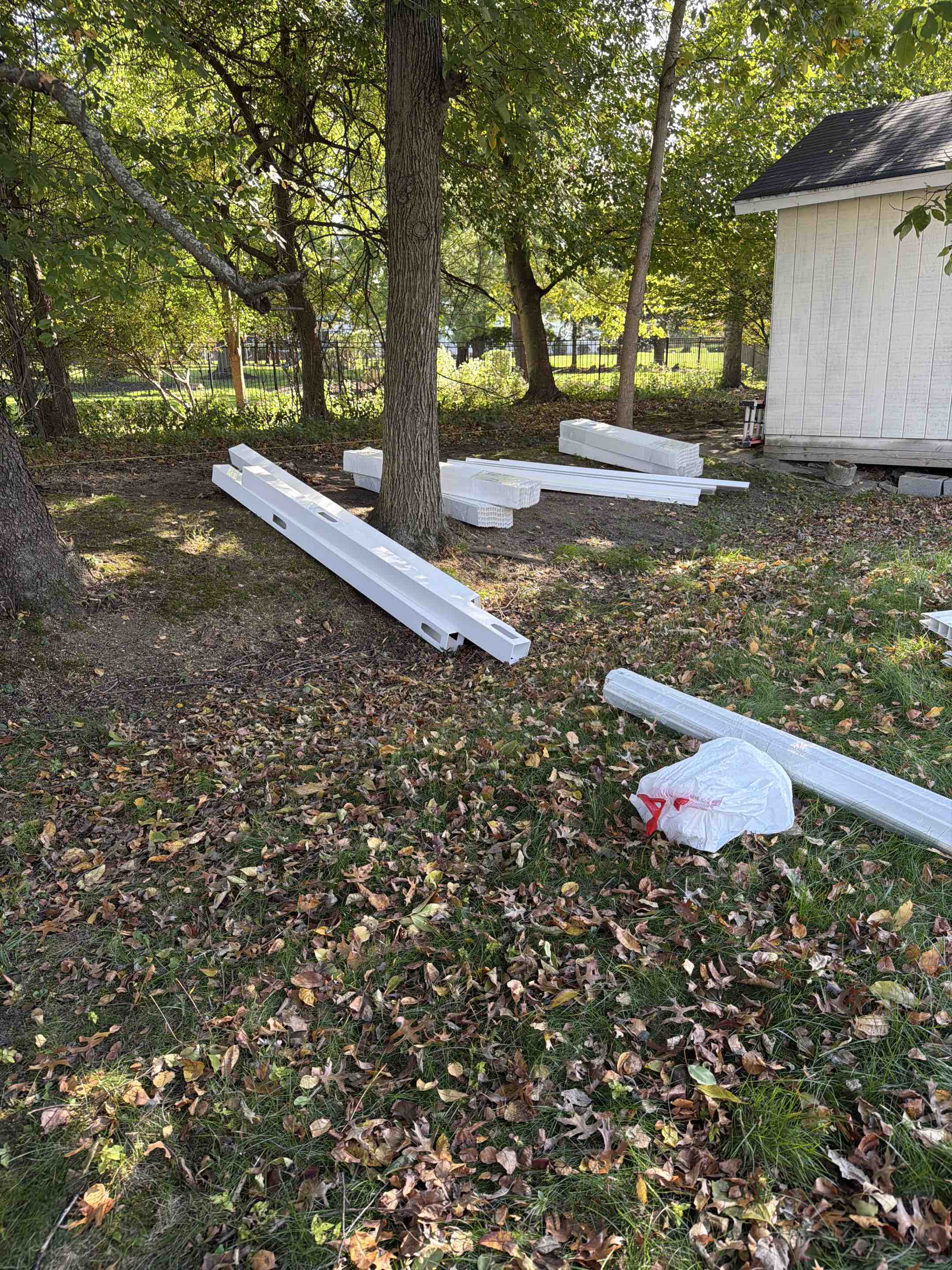Cherry Hill Township, NJ - White vinyl privacy fence installation, job 2 today.