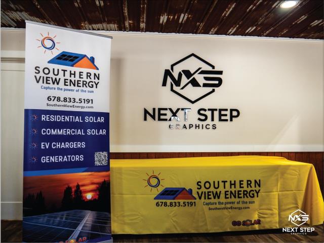 Southern View Energy approached our team in need of promotional products with their branding for an upcoming trade show. We were able to create custom banners, tablecloths, and keychains for their big event. 