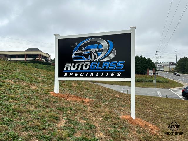 We built and installed a double sided PVC sign for Auto Glass Specialties. We built and installed a double sided PVC sign for Auto Glass Specialties.