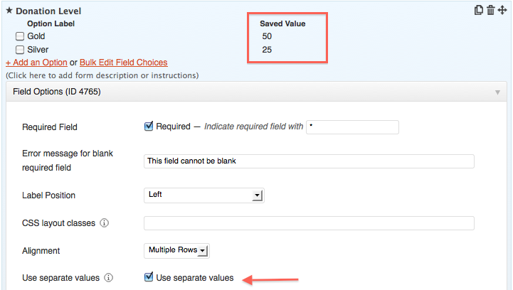 Field Value and Label