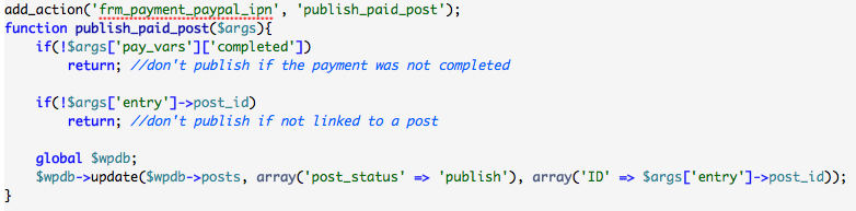 publish post after payment