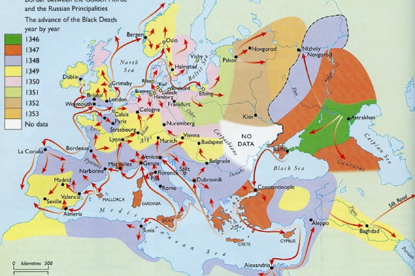 Black Death Facts, Symptoms and Treatment || Killed 75 Million People 3 Map of black death