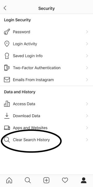 Clear search history