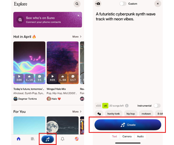 Type in prompt to generate music