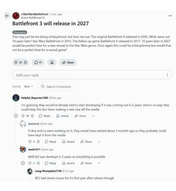 Battlefront 3 will release in 2027