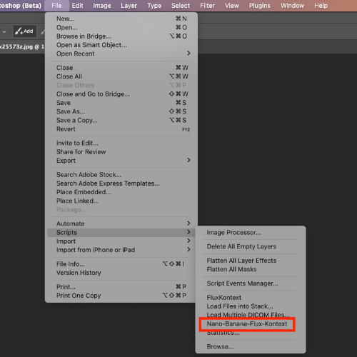 How To Use Nano Banana Inside Photoshop (Script & Plugin) 2 Locating nano banana flux kontext in photoshop