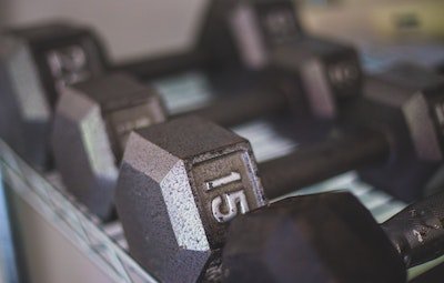 Close-up photo of dumbbells