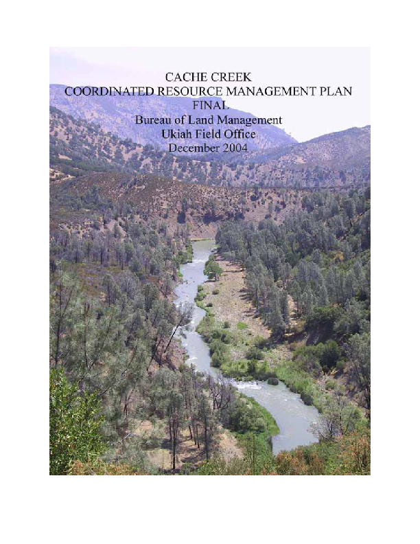 Cache Creek Coordinated Resource Management Plan [CRMP] Final