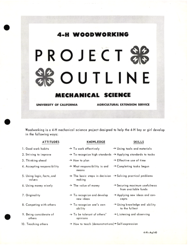 4-H woodworking project outline mechanical science — Calisphere
