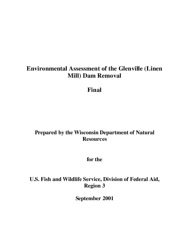 Final Environmental Assessment for the Glenville (Linen Mill) Dam