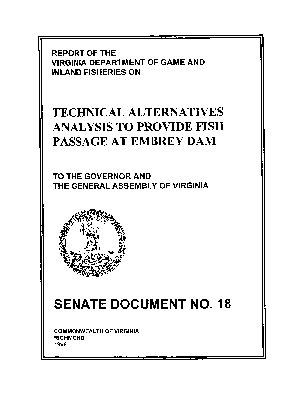 Technical Alternatives Analysis to Provide Fish Passage at Embrey Dam