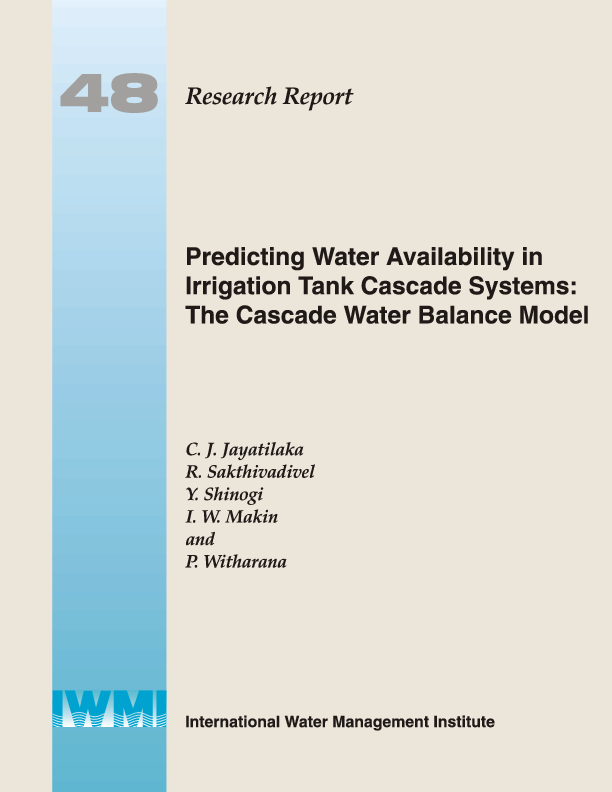 Predicting Water Availability In Irrigation Tank Cascade Systems The Cascade Water Balance Model Calisphere