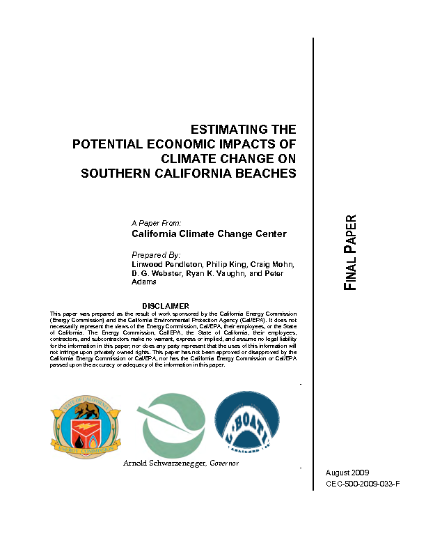 Estimating the potential economic impacts of climate change on southern California beaches: final paper