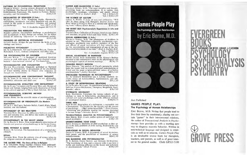 Grove Press brochure for Games People Play