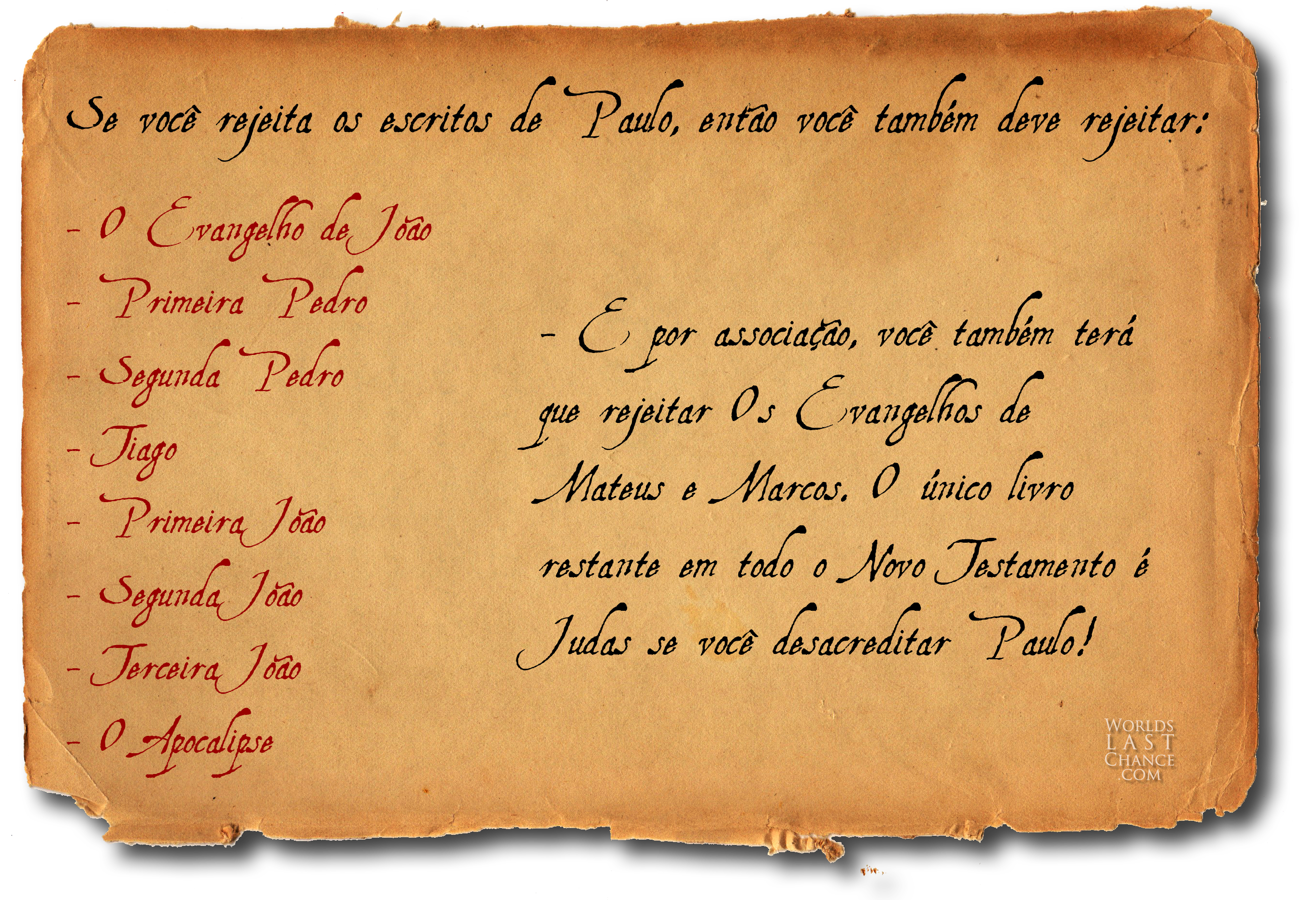 lista dos livros que devem ser rejeitados se alguém rejeita a inspiração de Paulo