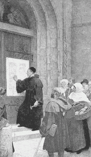 Martin Luther posting his thesis