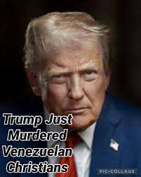 110+ innocent Venezuelan civilians Trump murdered in extensive US illegal airstrikes are Christians. Let that sink in. Trump just murdered Christians for profit, power & imperialism. Tell me again how he is the defender of Christians without looking like the bloody fool you are.