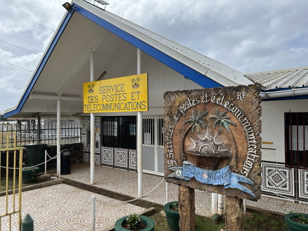 Exterior of the Wallis post office building in Mata-Utu, near the royal palace and cathedral