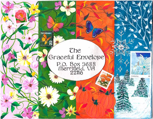 Graceful Envelope Contest 2026: Adult Honourable Mention, showing an illustration of the four seasons