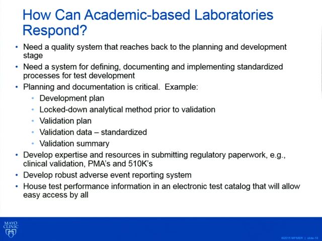 Player Curtis A Hanson - FDA's Proposed Framework to Regulate Laboratory  Developed Tests (LDTs) - 2015 Annual Meeting
