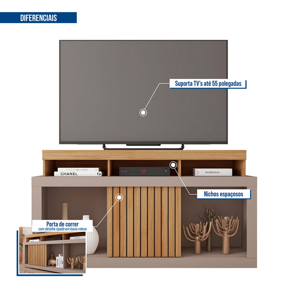 Bancada Rack Frost para TV até 55 Polegadas Caemmun