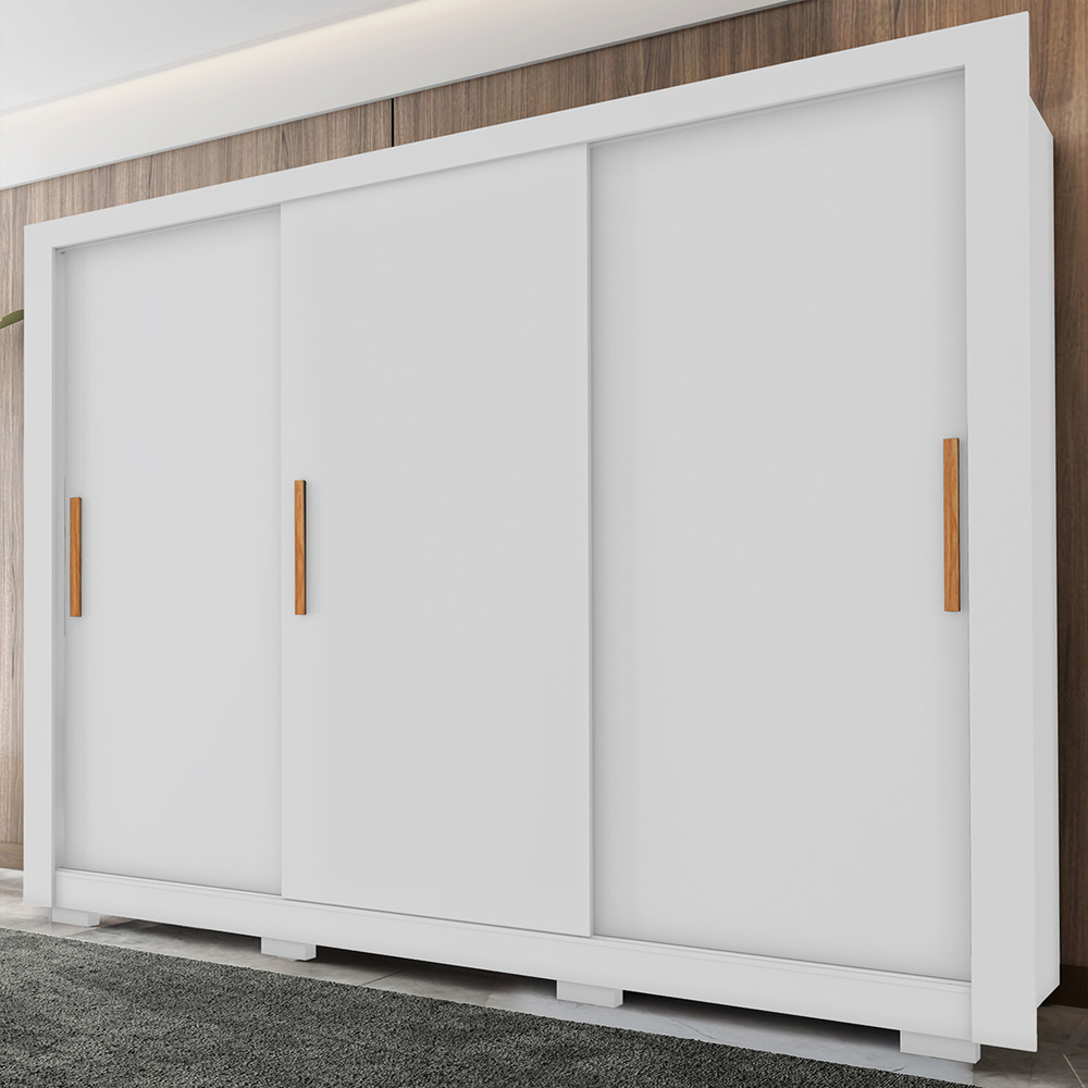 Guarda Roupa Casal 3 Portas 2 Gavetas Com 8 Pés Armo