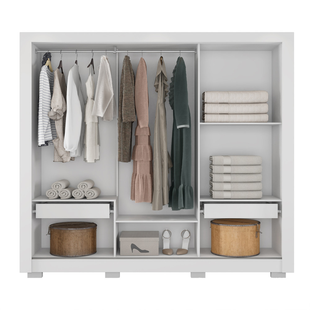 Guarda Roupa Casal 3 Portas 2 Gavetas Com 8 Pés Armo