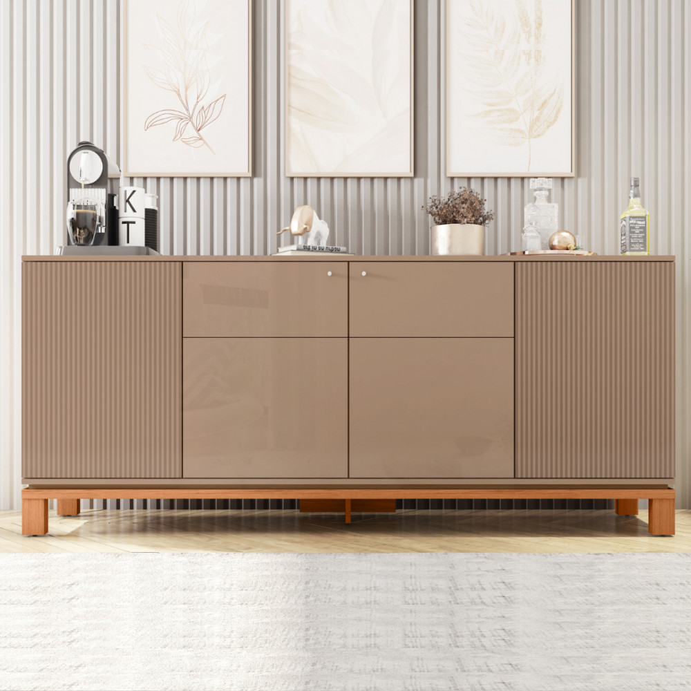 Buffet Aparador 4 Portas Balcão Cinza Jace Caemmun