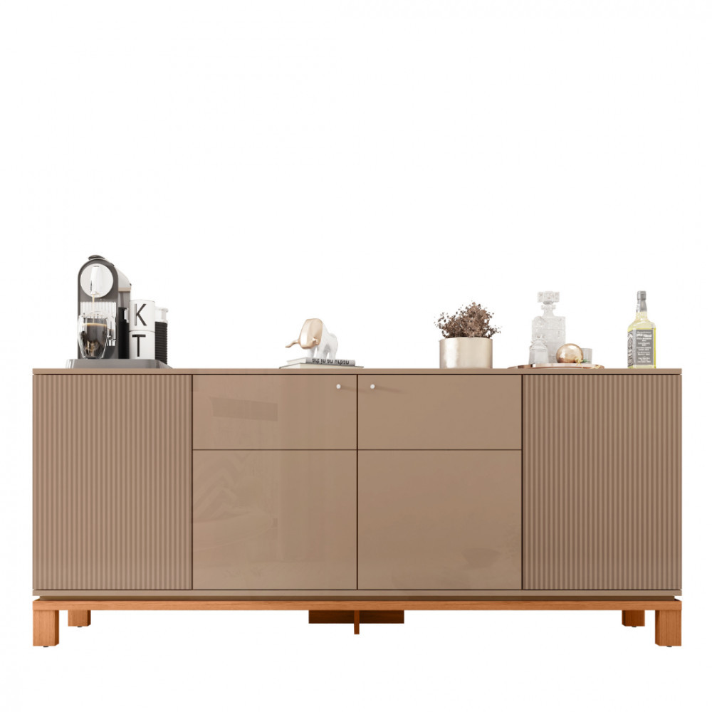 Buffet Aparador 4 Portas Balcão Cinza Jace Caemmun