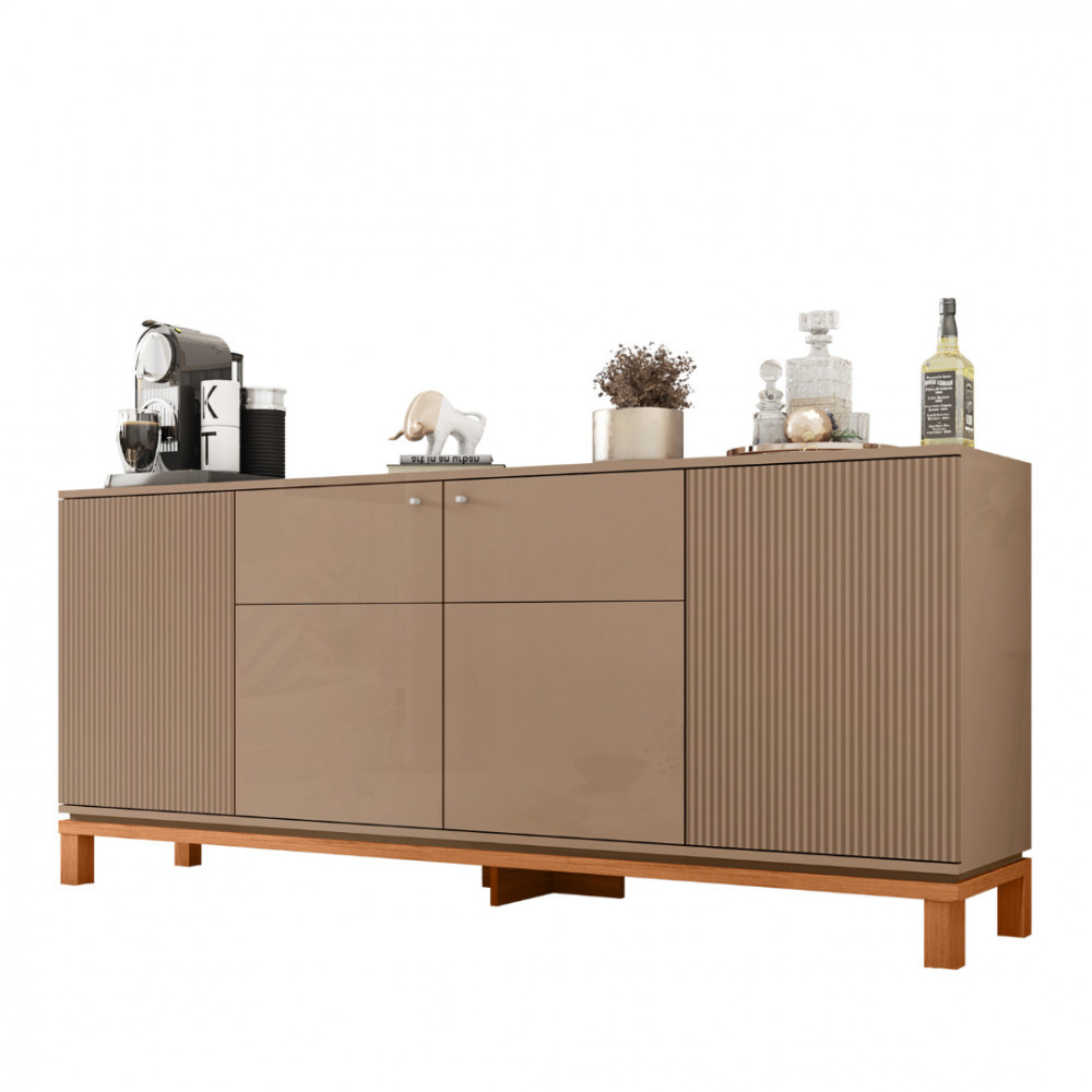 Buffet Aparador 4 Portas Balcão Cinza Jace Caemmun