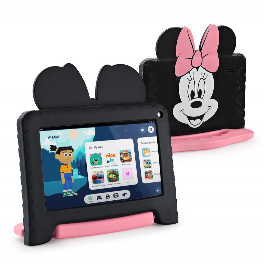Tablet Multi com Controle Parental 7 pol 4GB RAM 64GB Android 13 Quad Core + Case + Wi-Fi Minnie