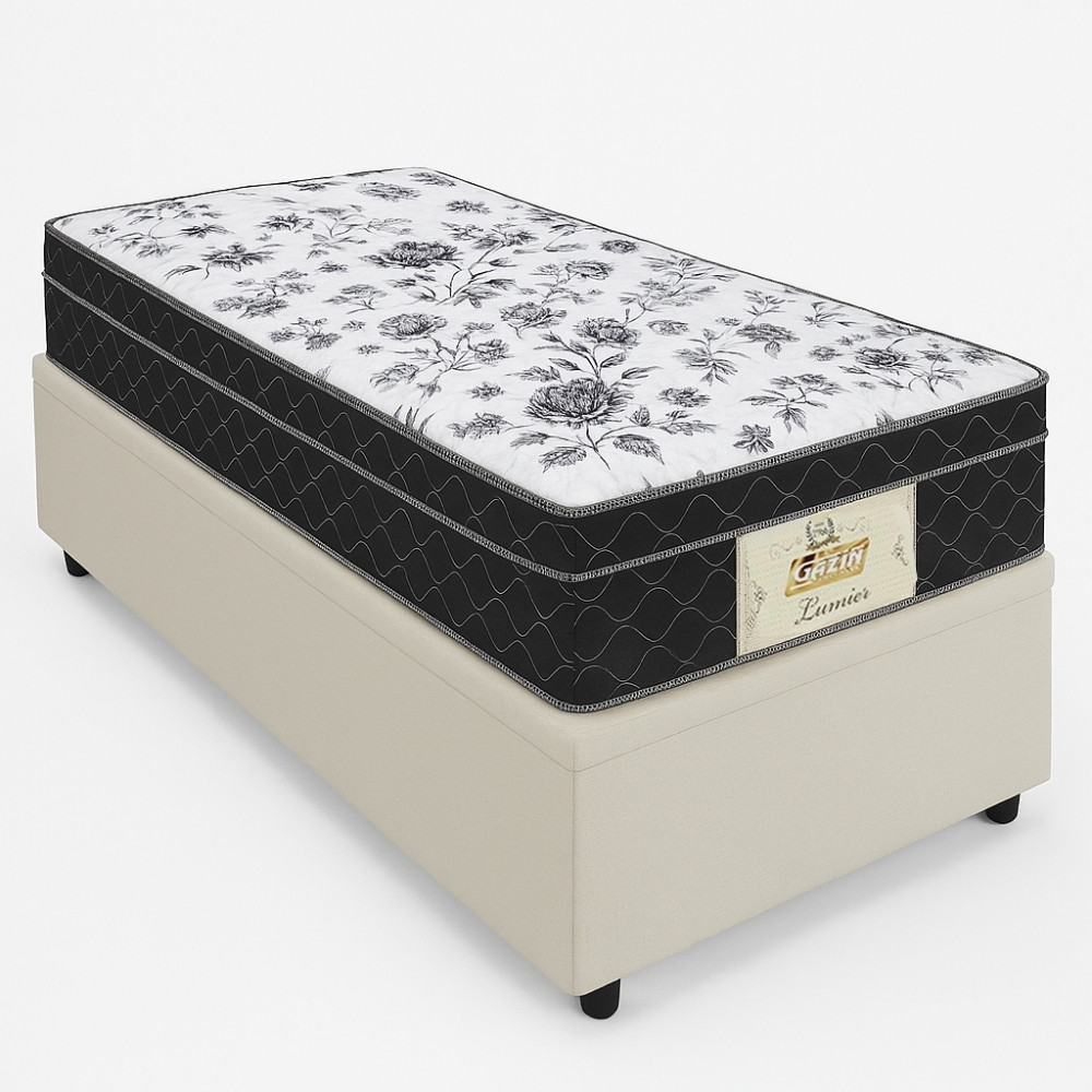 Conjunto Box Baú Solteiro Cama Auxiliar e Colchão Gazin Molas Bonnel